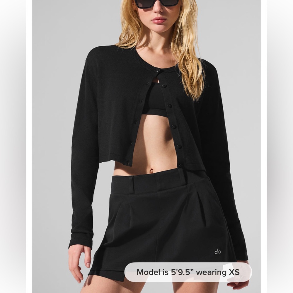 Alo Black Cropped Cardigan